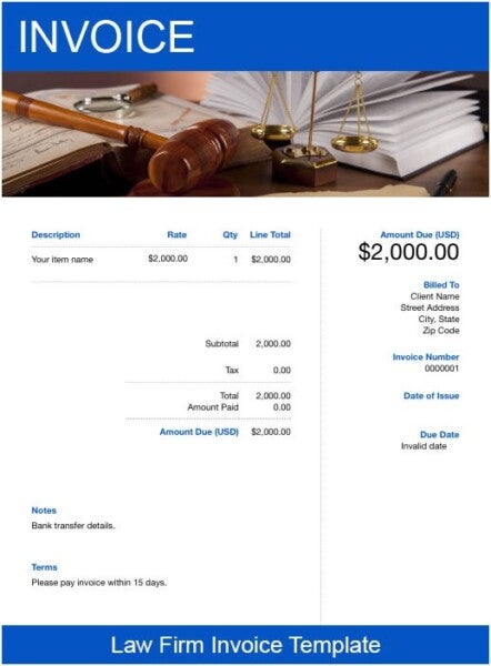 Law Firm Invoice Template Get Free Templates Freshbooks