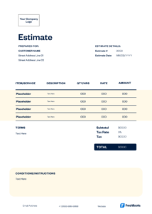 Free Excel Estimate Template Freshbooks