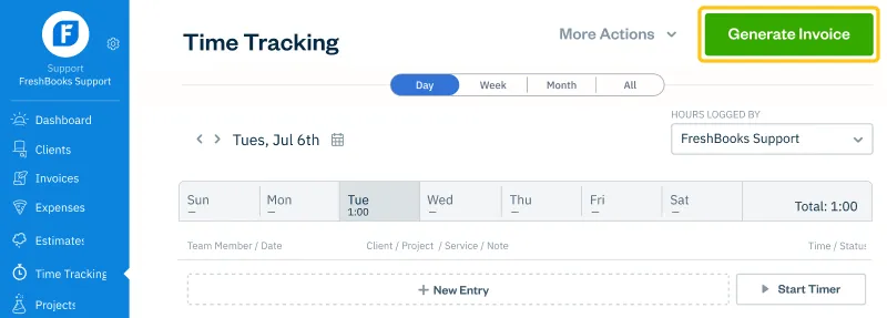 project management and billing software time tracking screenshot