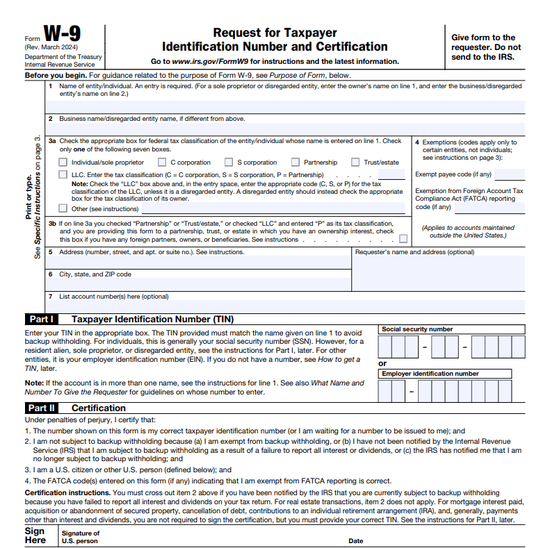 Form W-9 2024