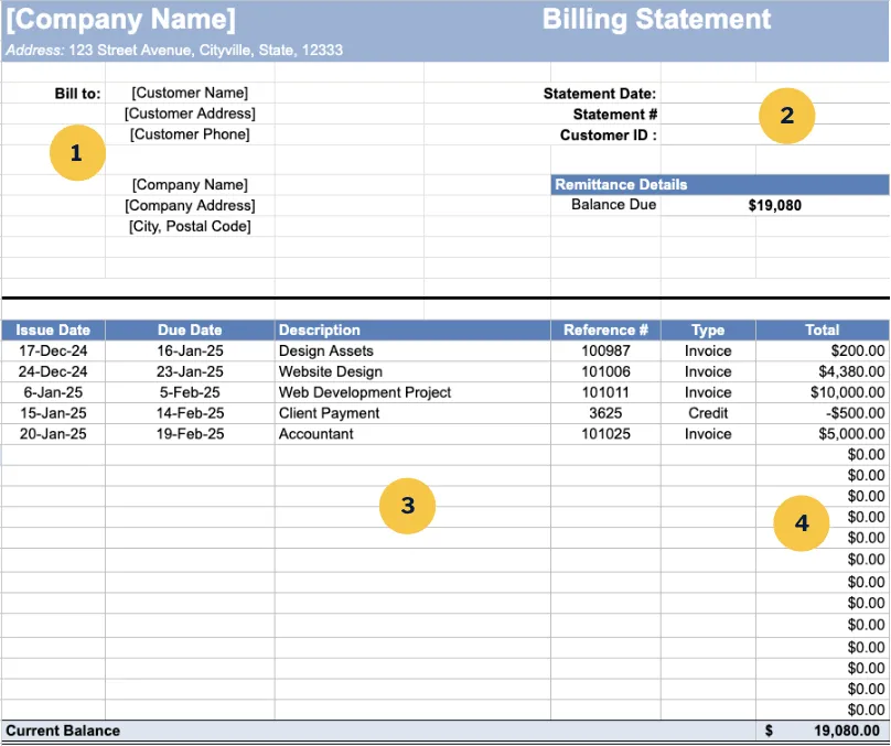 Billing Statement Template