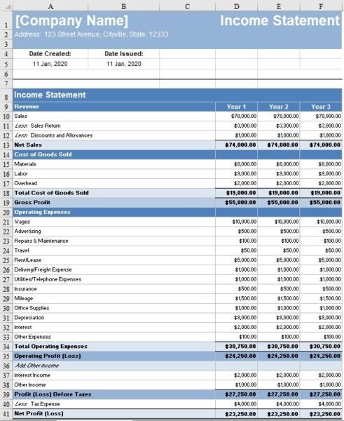 Income Statement Template | Free Download | FreshBooks