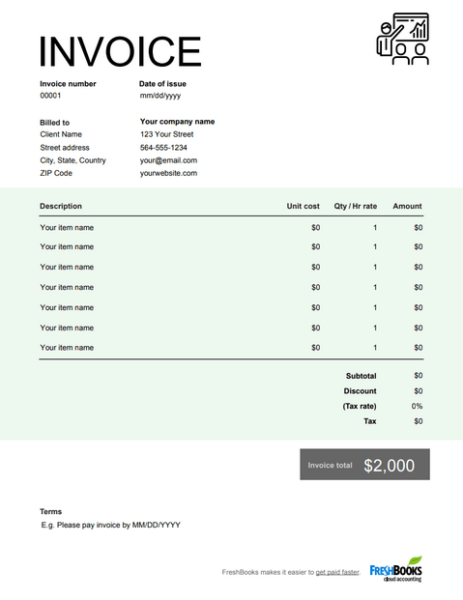 Financial Advisor Invoice Templates | Free Custom Templates | FreshBooks