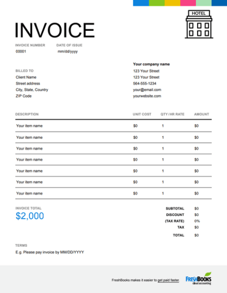 Hotel Invoice Template | Free Downloadable Templates | FreshBooks