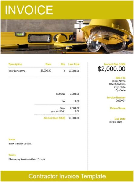 Contractor Invoice Template | Get Free Templates | FreshBooks