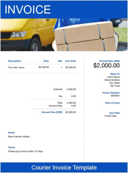 Free Courier Invoice Template | Download Now | FreshBooks