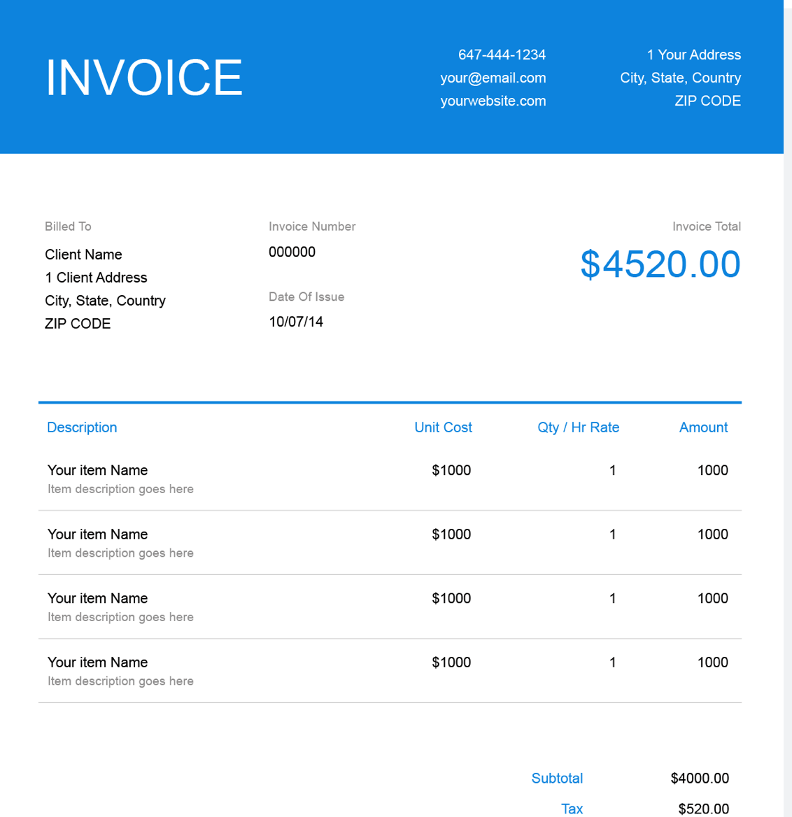 Contract Labor Invoice Template Free Custom Templates FreshBooks UK