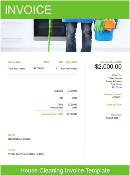 House Cleaning Invoice Template | Get Free Templates | FreshBooks