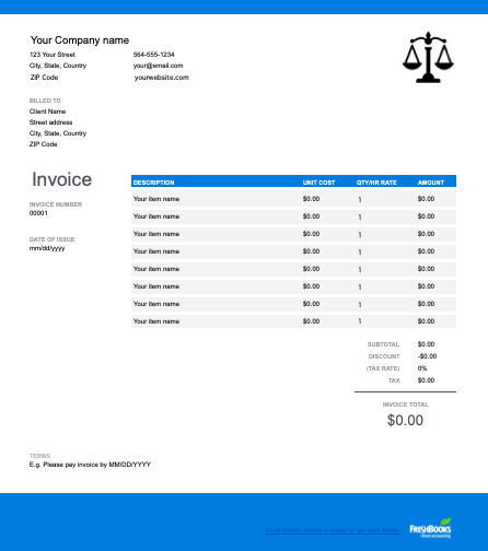 Law Firm Invoice Template Free Custom Templates FreshBooks UK