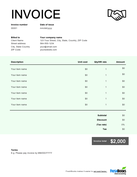 Small Business Invoice Template Free Downloadable Templates Freshbooks 1365