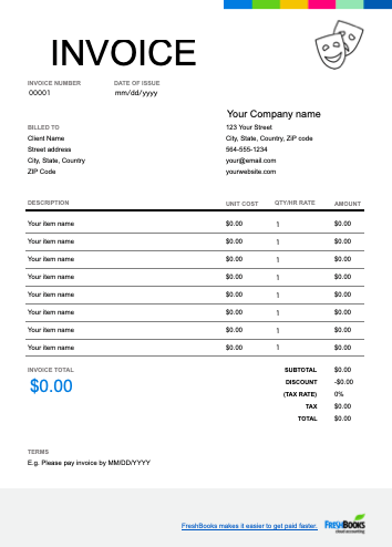 actor invoice commercial template
