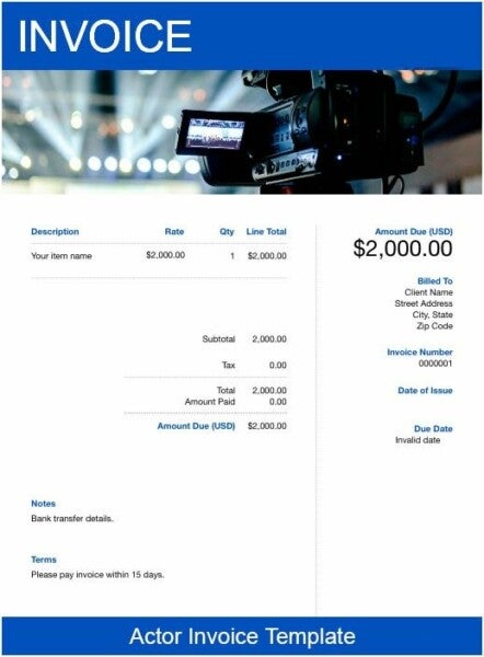 Free Actor Invoice Template Download Now FreshBooks