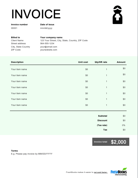 Attorney Invoice Template Free Custom Templates FreshBooks   Attorney Word Invoice3 1 