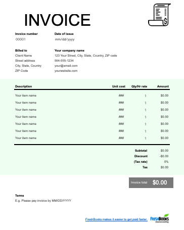 Blank Invoice Template Free Downloadable Templates FreshBooks