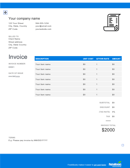 Blank Invoice Template | Free Downloadable Templates | FreshBooks