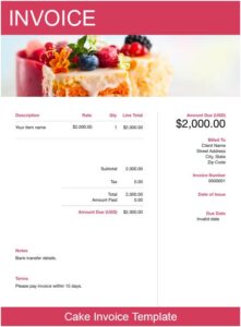 Cake Invoice Template | Get Free Templates | FreshBooks