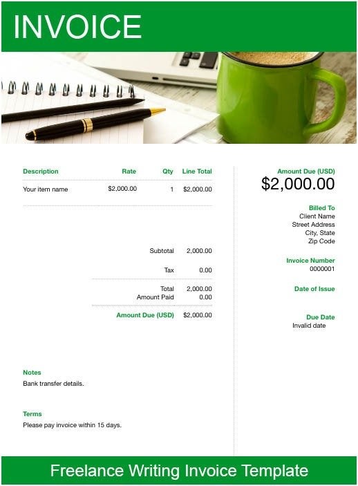 Freelance Writer Invoice Template | Free Downloadable Templates ...