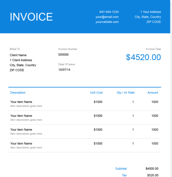 Example Invoice Template | Free Download | FreshBooks