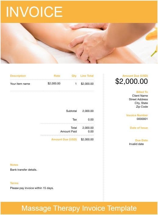 Free Massage Therapy Invoice Template Download Now FreshBooks