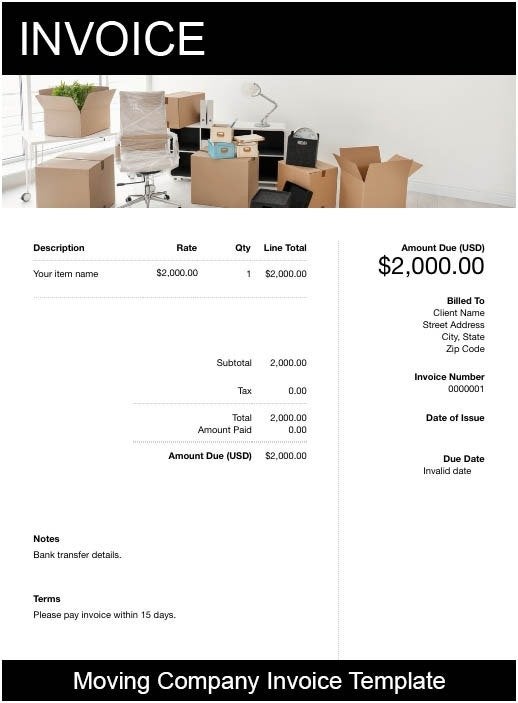 Moving Company Invoice Template Free Custom Templates FreshBooks