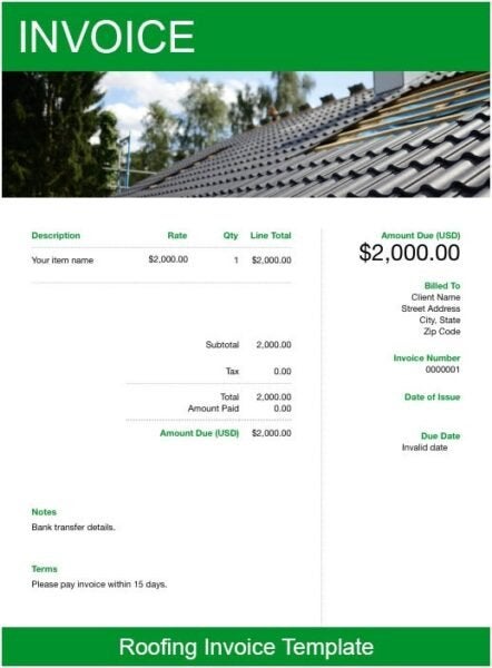 Free Roofing Invoice Template Download Now Freshbooks