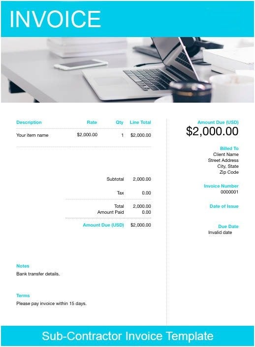 Subcontractor Invoice Template Free 100  Downloadable Templates