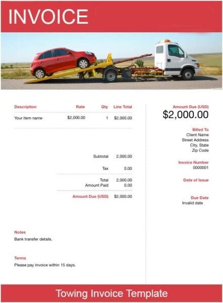 Towing Invoice Template Free 100  Custom Templates FreshBooks
