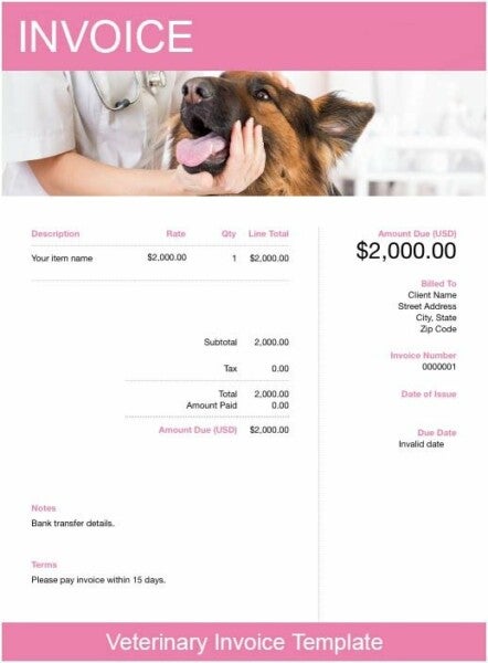 Veterinary Invoice Template Free 100 Downloadable Templates Freshbooks 4491