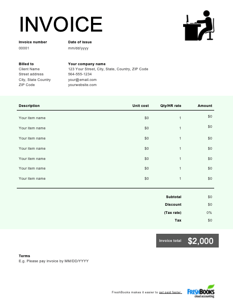 Self Employed Invoice Template | Get Free Templates | FreshBooks