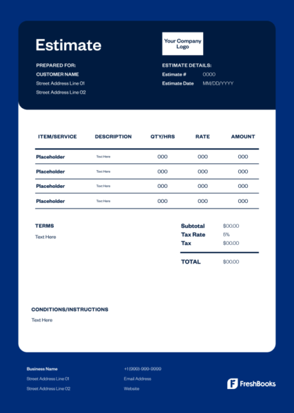 Free Drywall Estimate Template Freshbooks