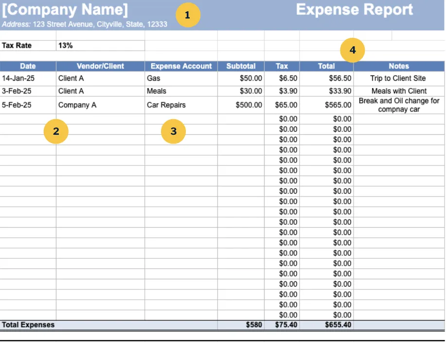 Expense Report Template